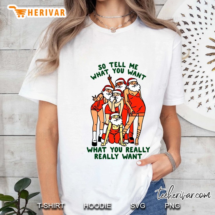 So Tell Me What You Want What You Really Really Want Santa Lady Christmas Ladies Tee