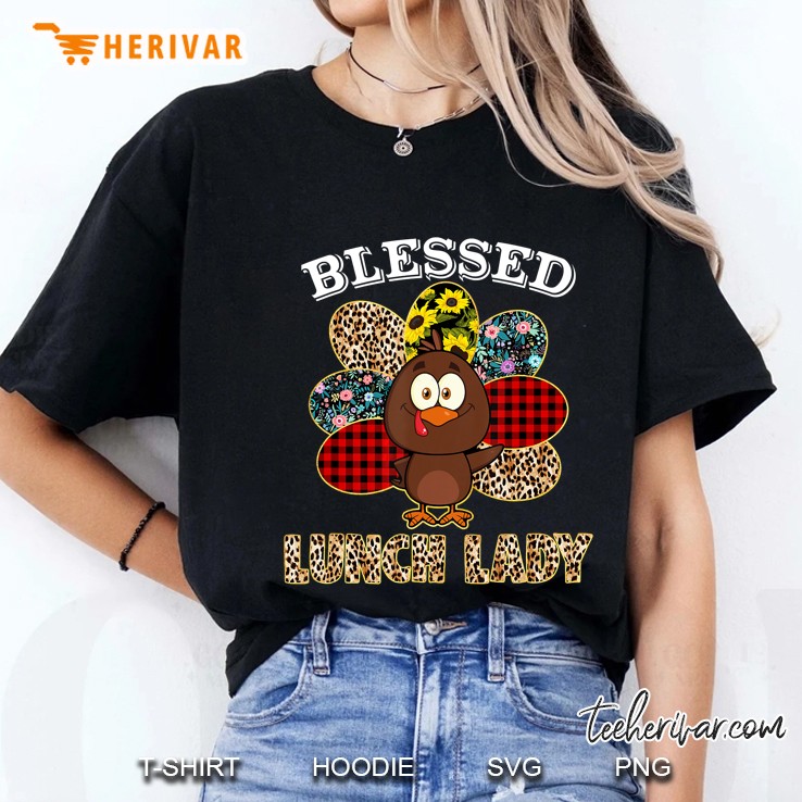 Blessed Lunch Lady Leopard Turkey Thanksgiving Ladies Tee