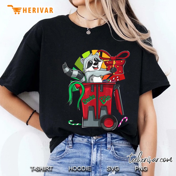 Trash Panda Santa Claus Racoon Santa Bin Christmas Ladies Tee