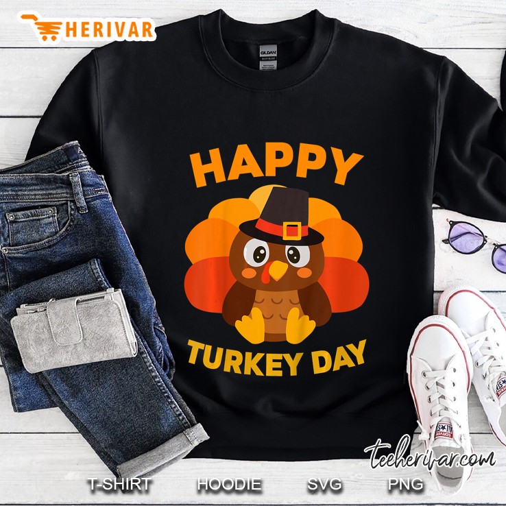 Happy Turkey Day Thanksgiving Pilgrim Hat Version Sweatshirt