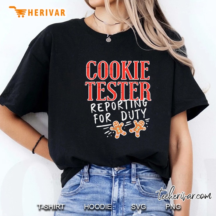 Cookie Tester Reporting For Duty Gingerbread Christmas Ladies Tee