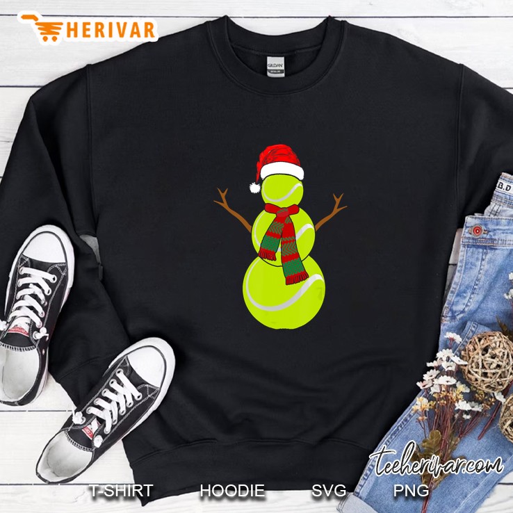 Snowman Tennis Ball Santa Hat Christmas Sweatshirt