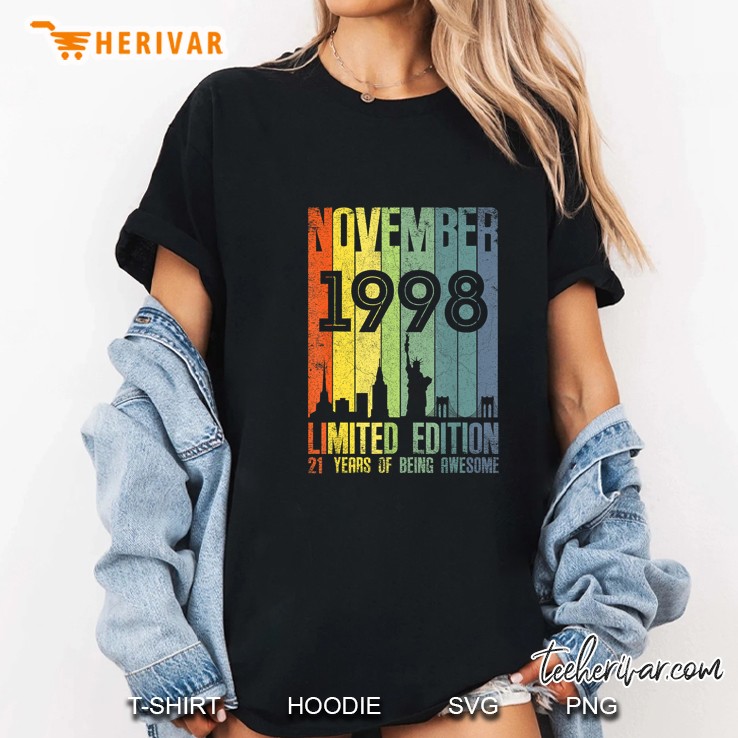November 1998 Limited Edition 21 Years Of Being Awesome Vintage Version Ladies Tee