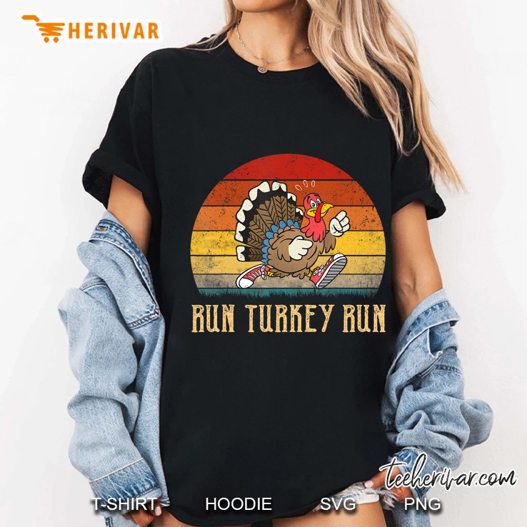 Run Like A Turkey On Thanksgiving Day Vintage Version Ladies Tee