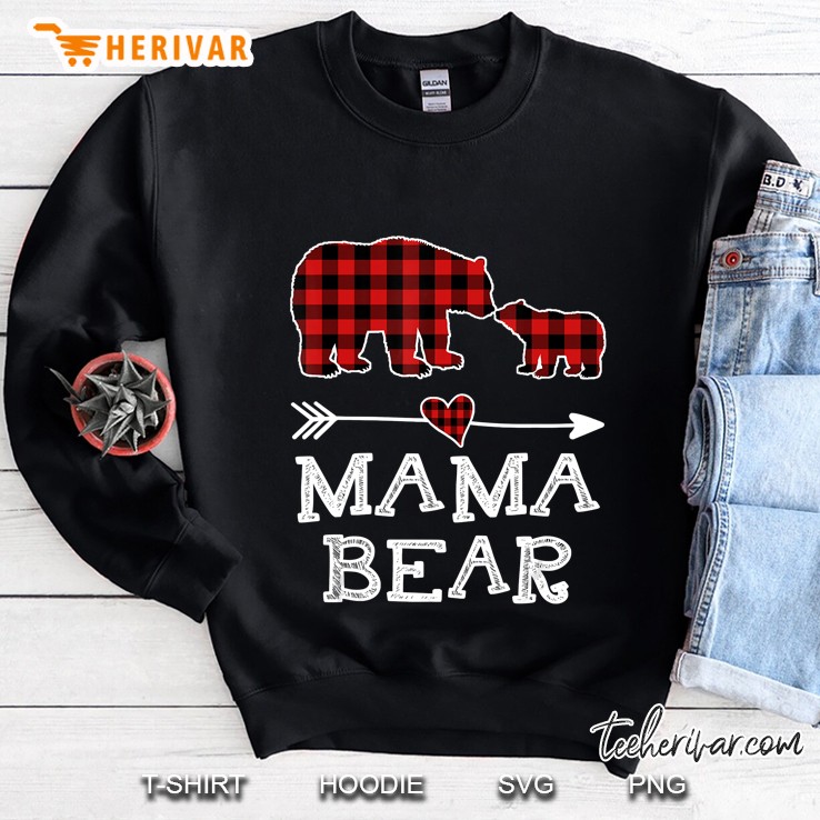 Mama Bear Red Plaid Bear Sweatshirt