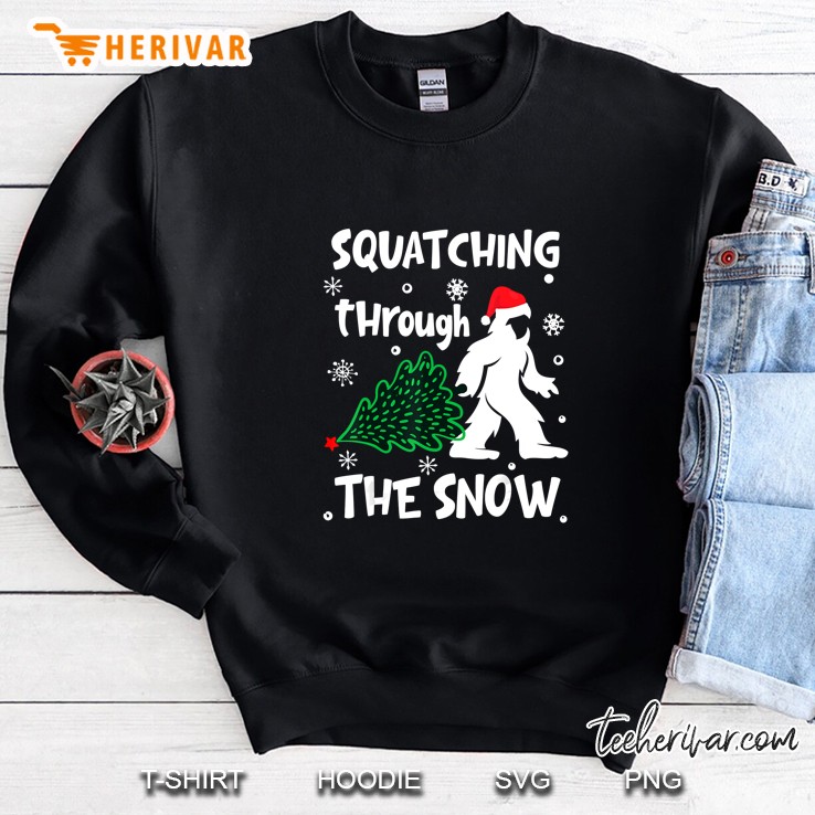 Squatching Through The Snow Christmas Tree Version2 Sweatshirt