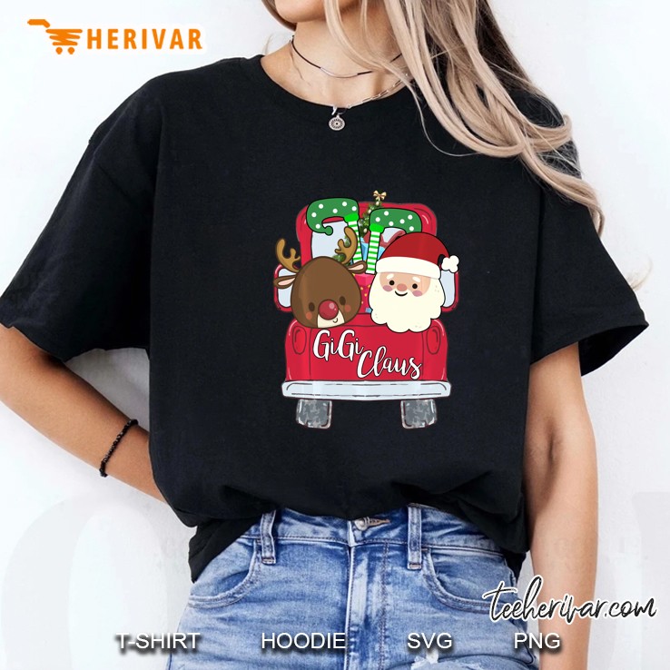 Gigi Claus Reindeer Santa Red Truck Christmas Version2 Ladies Tee