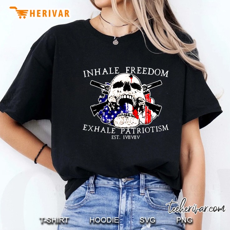 Inhale Freedom Exhale Patriotism Bald Eagle American Ladies Tee