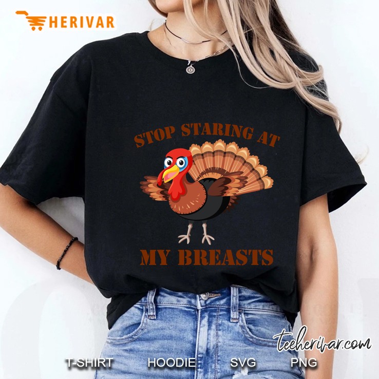 Stop Staring At My Breasts Turkey Ladies Tee