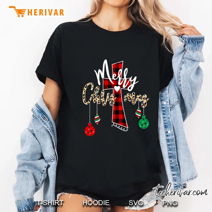 Merry Christmas Plaid Cross Version Ladies Tee