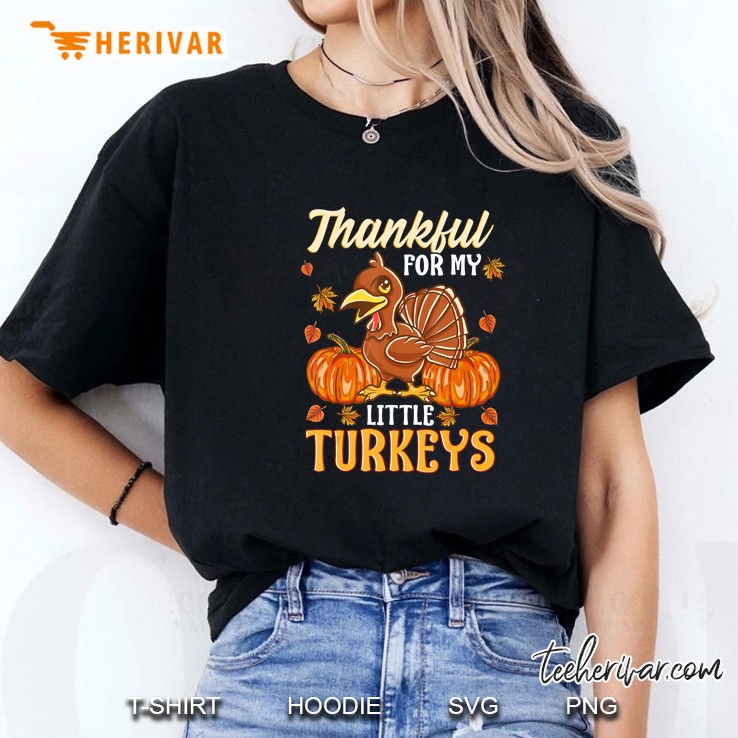 Thankful For My Little Turkeys Pumpkin Fall Version Ladies Tee