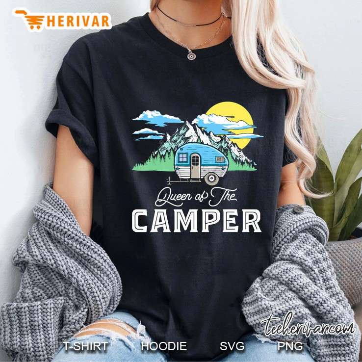Queen Of The Camper Mountain Camping Version Ladies Tee