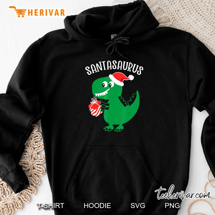 Santasaurus Dinosaur Santa Hat Christmas Hoodie