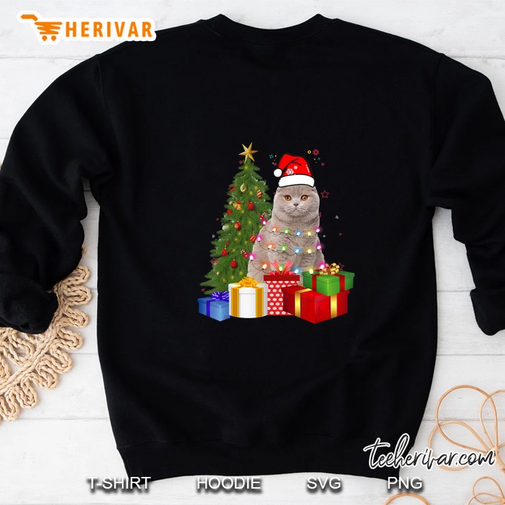 Santa Scottish Fold Cat Christmas Tree Sweatshirt