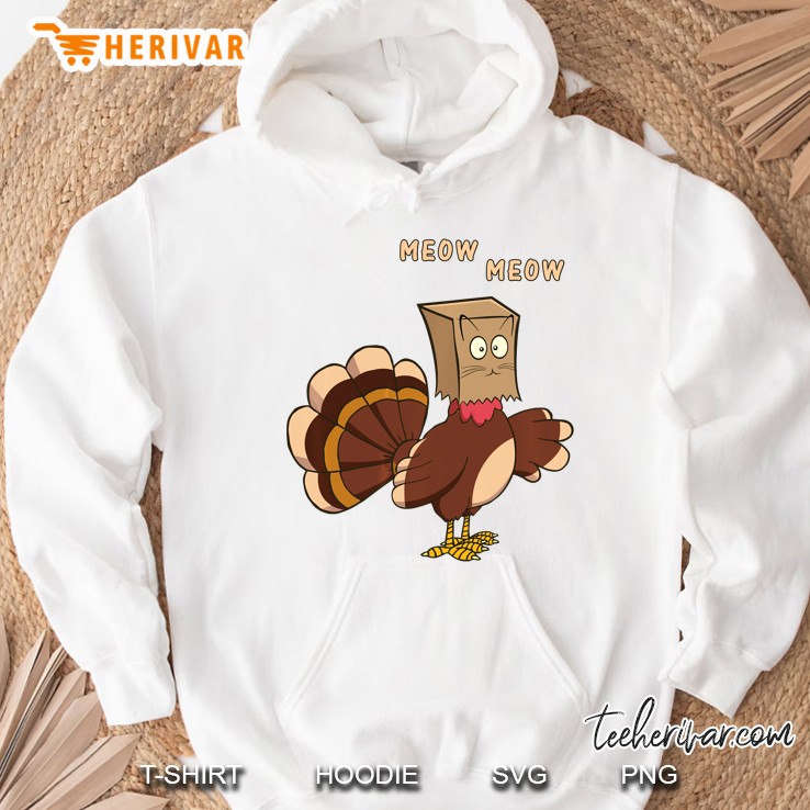 Meow Meow Fake Cat Turkey Thanksgiving Day White Version Hoodie