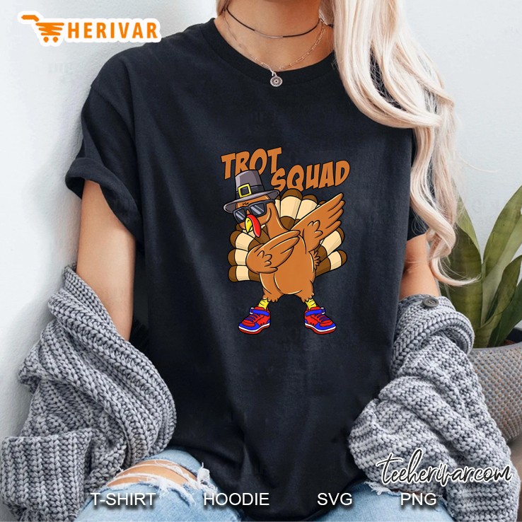 Trot Squad Dabbing Turkey Thanksgiving Ladies Tee