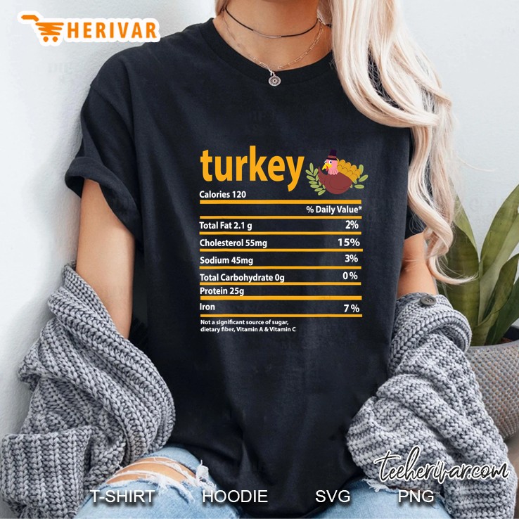 Turkey Nutritional Facts Thanksgiving Ladies Tee
