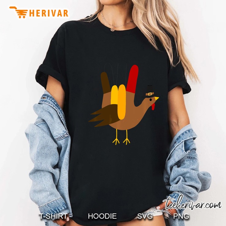 Hand Turkey I Love You Sign Language Version2 Ladies Tee