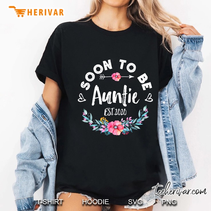 Soon To Be Auntie Est 2020 Floral Version Ladies Tee