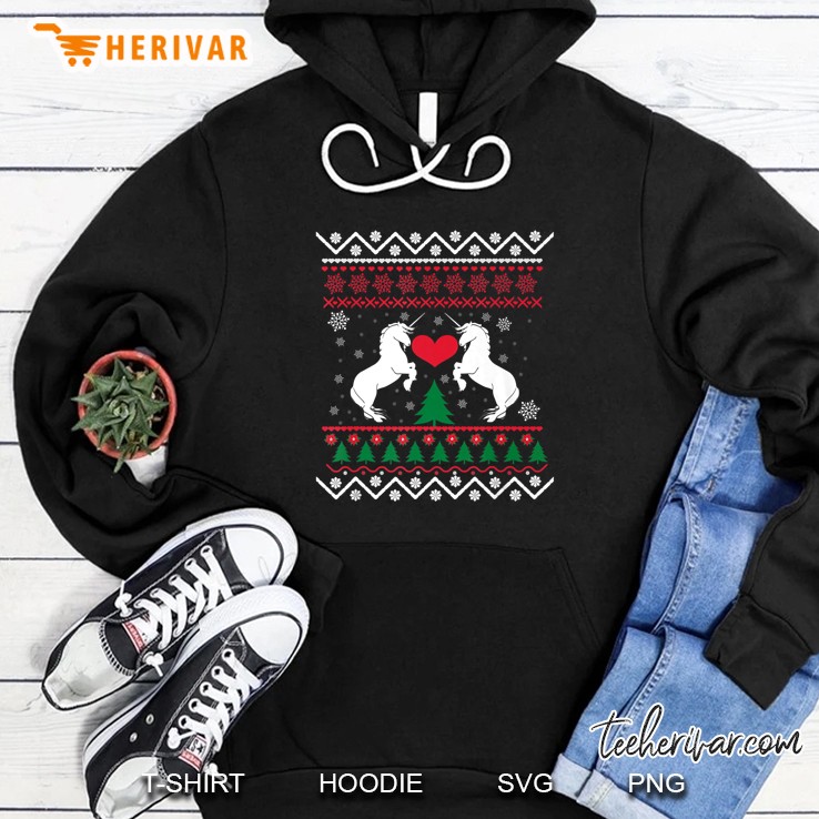 Unicorn With Heart Christmas Hoodie
