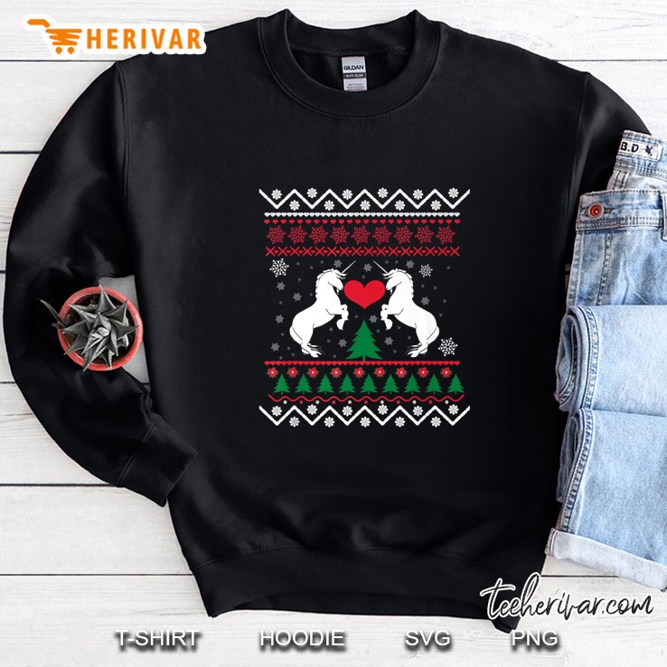 Unicorn With Heart Christmas Sweatshirt
