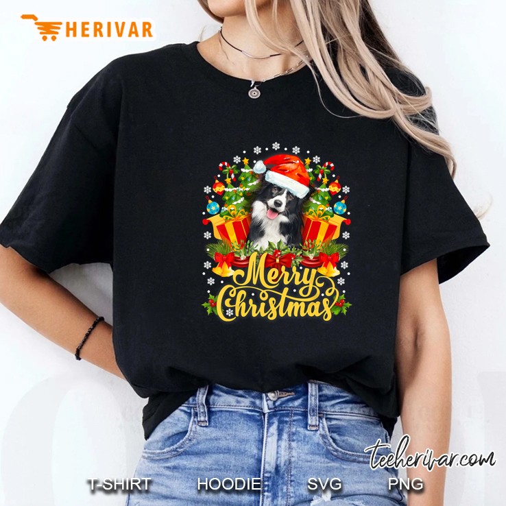 Merry Christmas Border Collie Version Ladies Tee