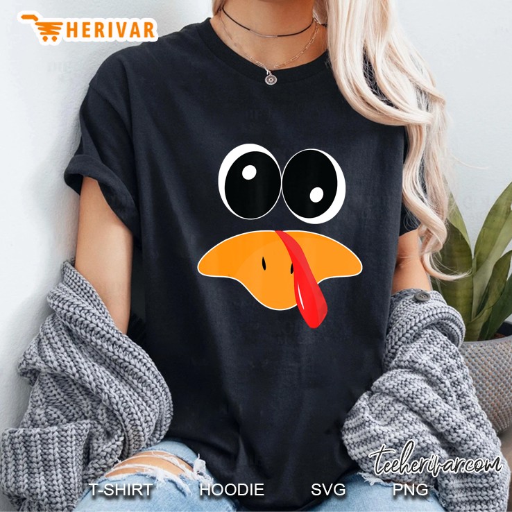 Turkey Face Funny Thanksgiving Ladies Tee