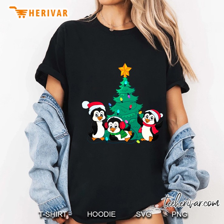 Penguin Lover Christmas Tree Ladies Tee