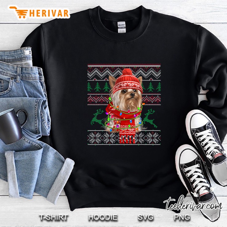 Yorkshire Terrier Christmas Lights Sweatshirt