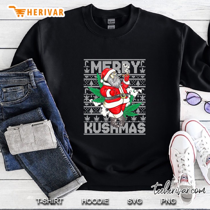 Merry Kushmas Marijuana Santa Christmas Sweatshirt