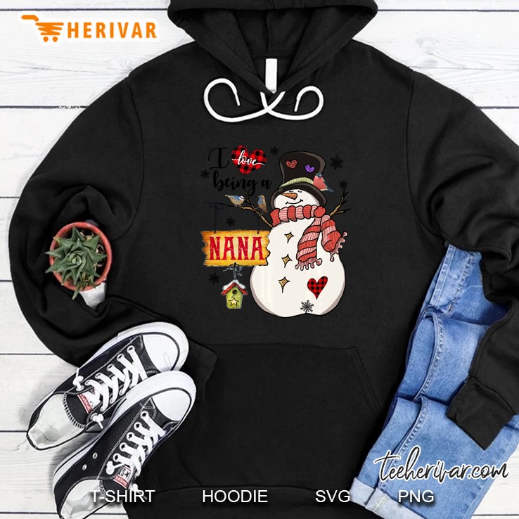 I Love Being A Nana Snowman Christmas Black Version Hoodie