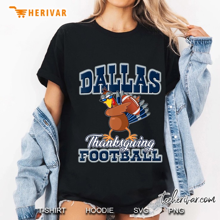 Dallas Thanksgiving Football Dabbing Turkey Dallas Cowboys Ladies Tee