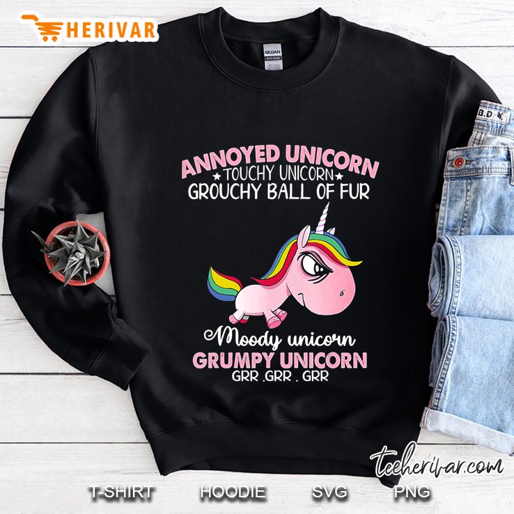 Annoyed Unicorn Touchy Unicorn Grouchy Ball Of Fur Moody Unicorn Grumpy Unicorn Baby Unicorn Version Sweatshirt