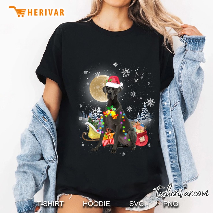 Great Dane Santa Hat Christmas Ladies Tee