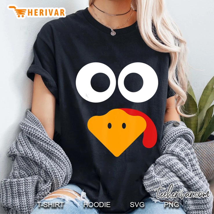 Turkey Face Funny Thanksgiving Version2 Ladies Tee