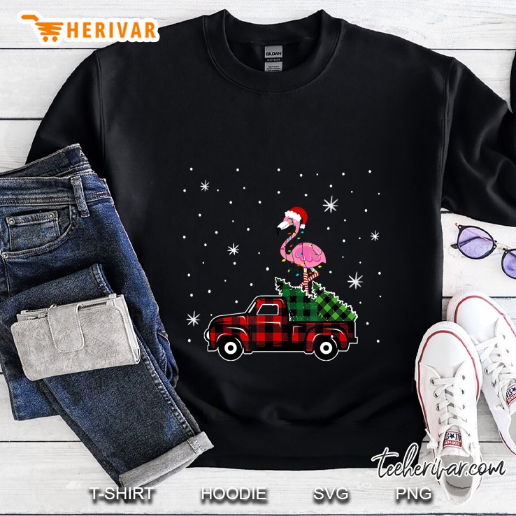 Flamingo Riding Red Plaid Truck Christmas Version2 Sweatshirt