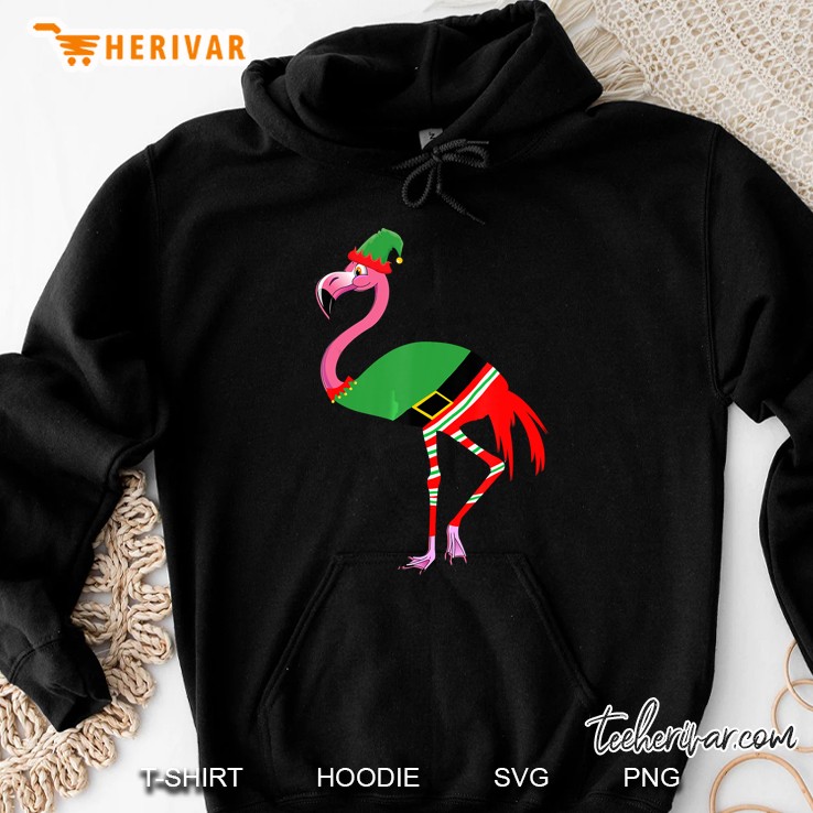 Flamingo In Elf Costume Christmas Hoodie