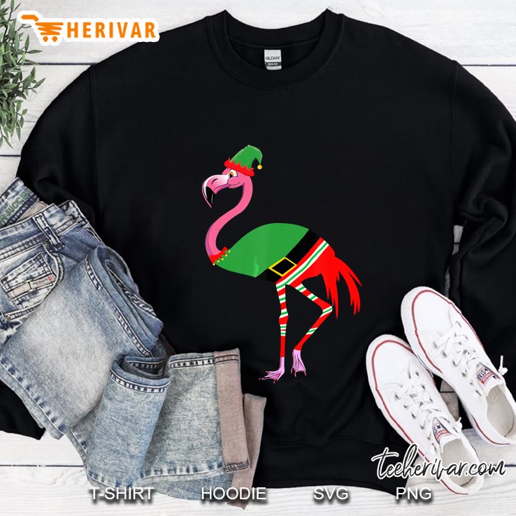 Flamingo In Elf Costume Christmas Sweatshirt