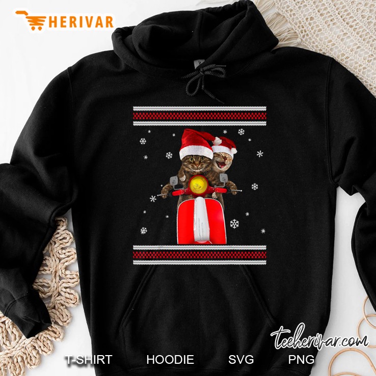 Funny Cat Riding Motorbike Christmas Hoodie