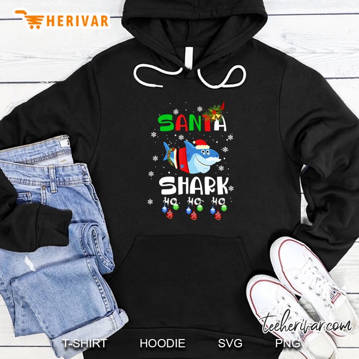 Santa Shark Ho Ho Ho Snowflakes Christmas Version2 Hoodie