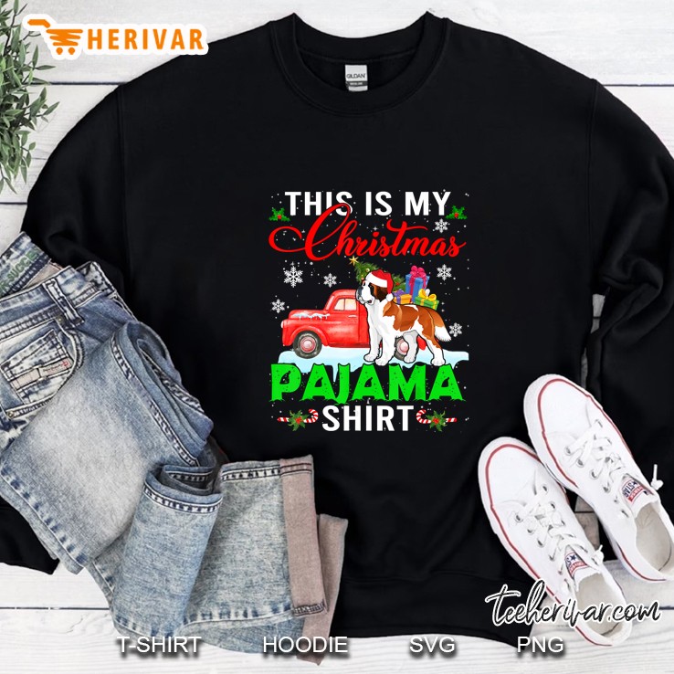This Is My Christmas Pajama Shirt St. Bernard Red Car Version Sweatshirt