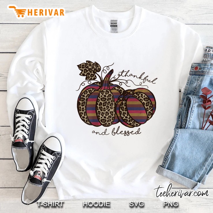 Thankful And Blessed Leopard Pumpkin Sweatshirt