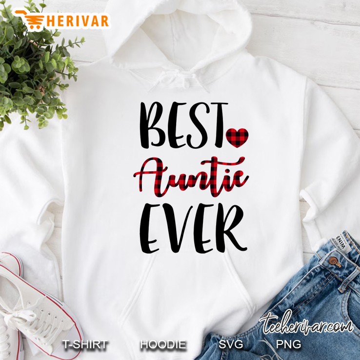 Best Auntie Ever Heart Plaid Version Hoodie