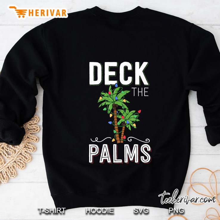 Deck The Palms Tropical Hawaii Christmas Palm Tree Sweatshirt