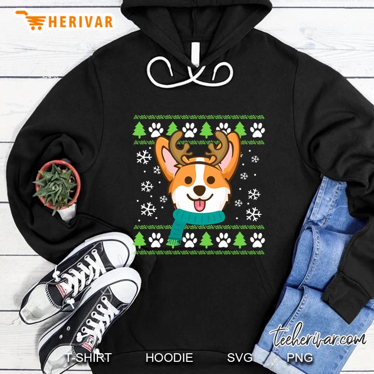 Cute Corgi Reindeer Christmas Hoodie