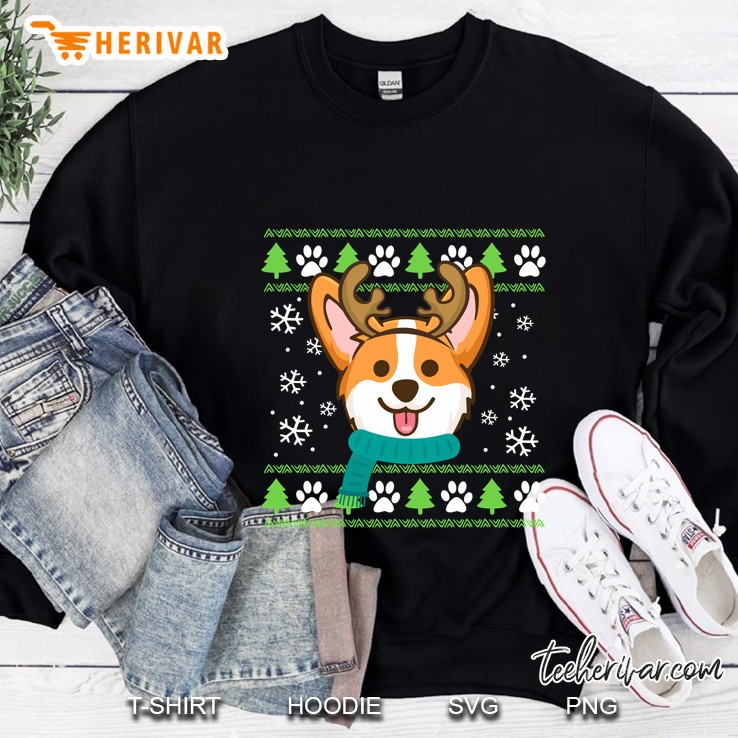 Cute Corgi Reindeer Christmas Sweatshirt