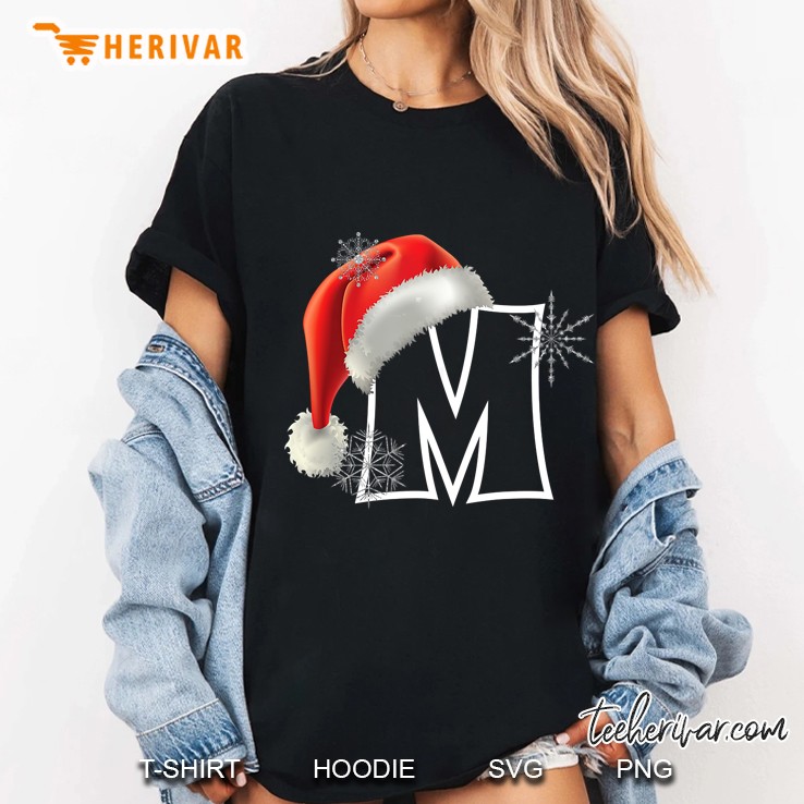 M Santa Monogram Christmas Ladies Tee