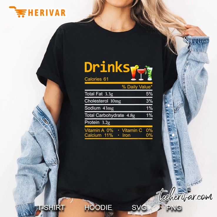 Drinks Nutrition Facts Thanksgiving Version2 Ladies Tee