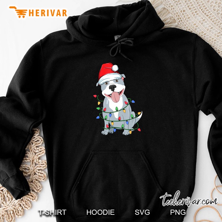 Pitbull Santa Hat Christmas Tree Hoodie