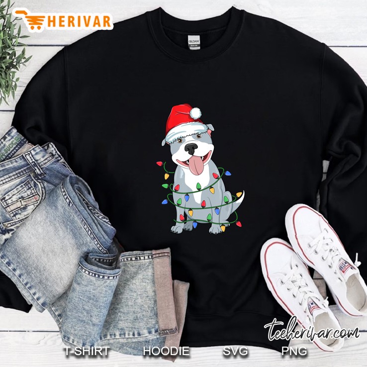 Pitbull Santa Hat Christmas Tree Sweatshirt